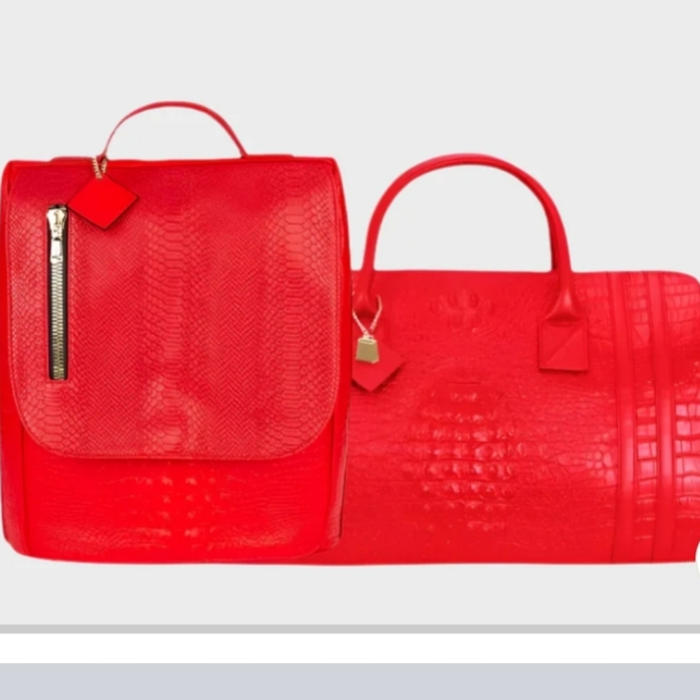 Elegant Red Travel Bag Set By Tote And Carry